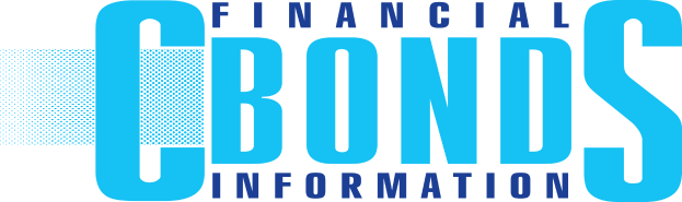 Financial Bonds Information-Logo mit weißer fettiger Sans-Serif-Schrift auf einem hellblauen Hintergrund.