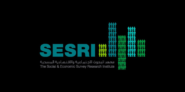 Logo des Social & Economic Survey Research Institute (SESRI) mit weißem Hintergrund, das Text und Silhouetten von Menschen enthält.