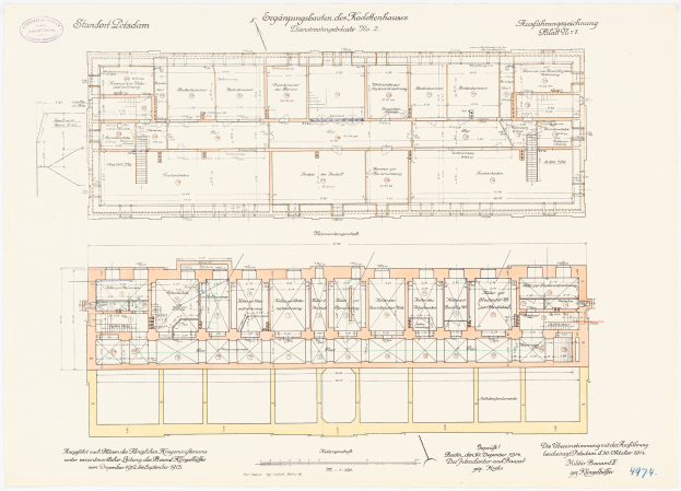 Ein detaillierter Grundrissplan des Stadtplatzes in Dresden, Deutschland, mit zahlreichen Räumen und begleitendem Text.