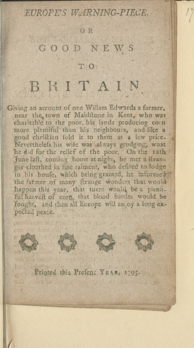Offenes Buch mit der Aufschrift "Europas Warnung oder Gute Nachricht für Großbritannien" auf dem Papier.
