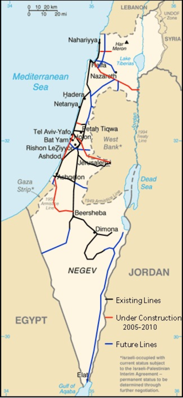 Eine detaillierte Karte von Israel und Palästina, die Städte, Flüsse und andere geografische Merkmale zeigt, mit Text und Linien, die den Umfang des Konflikts zwischen den beiden Ländern angeben.