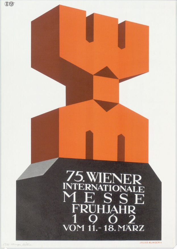 Plakat für die 75. Internationale Messe Frühjahr in München, Deutschland, mit einer farbenfrohen zentralen Skulptur und Textdetails.